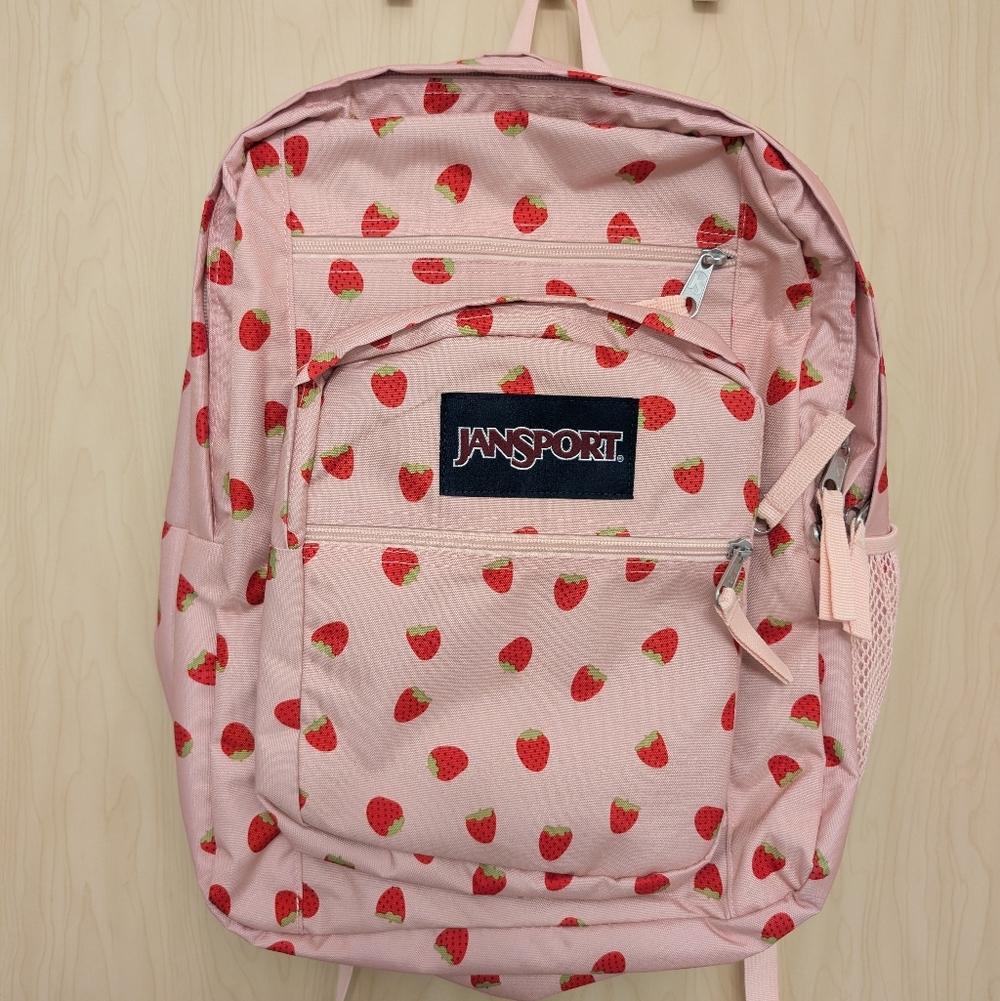 Jansport Backpack with Pink Strawberry Design